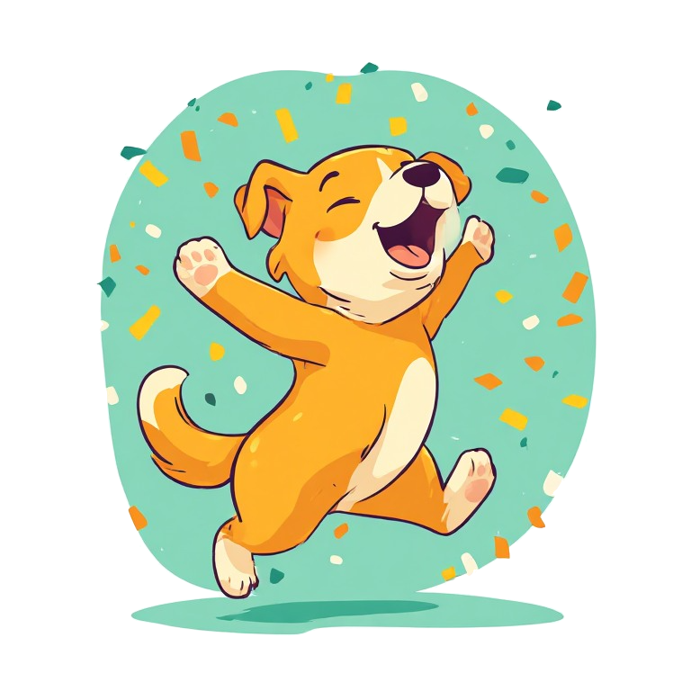 PetPact dog mascot celebrating
