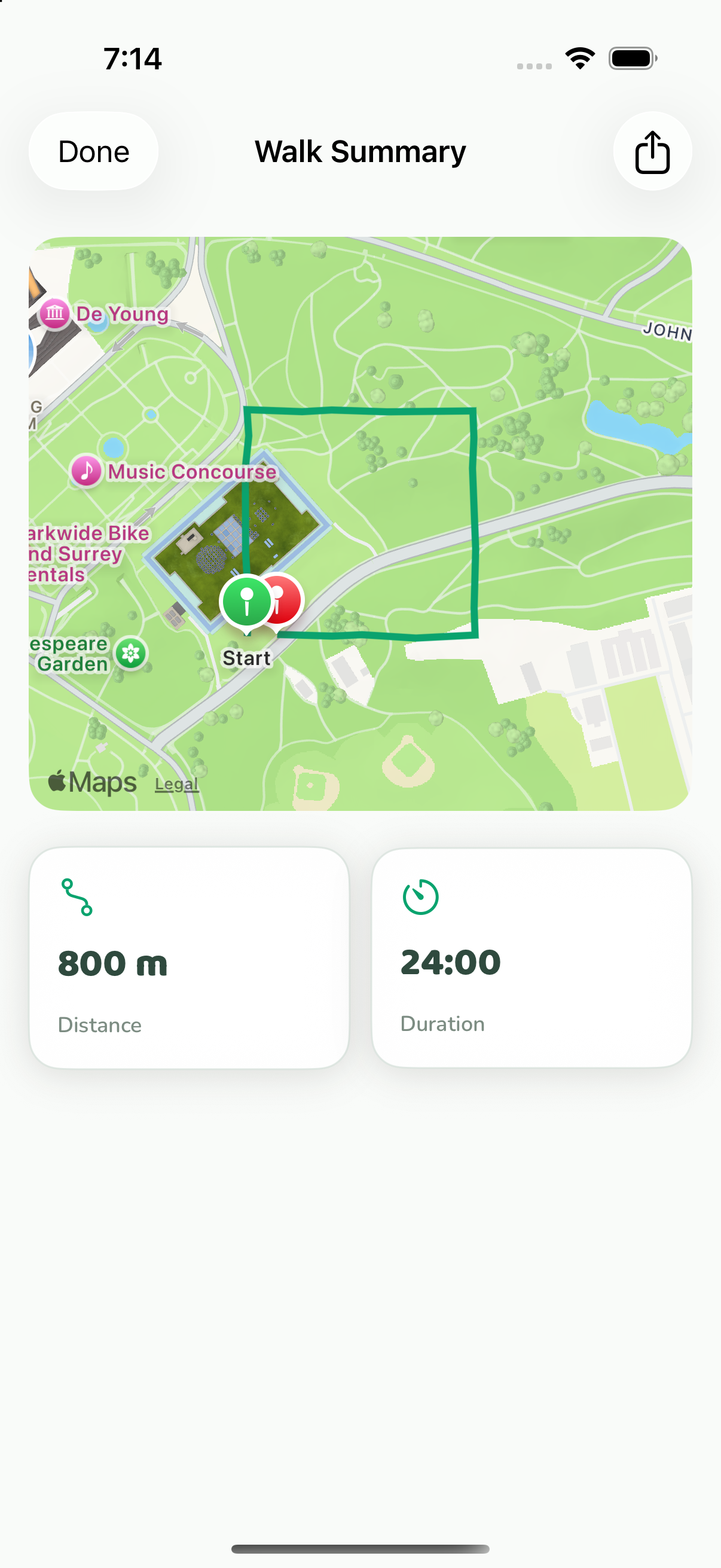 GPS walk tracking with route map